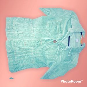 Corduroy green button down coat fitted nice thick like new